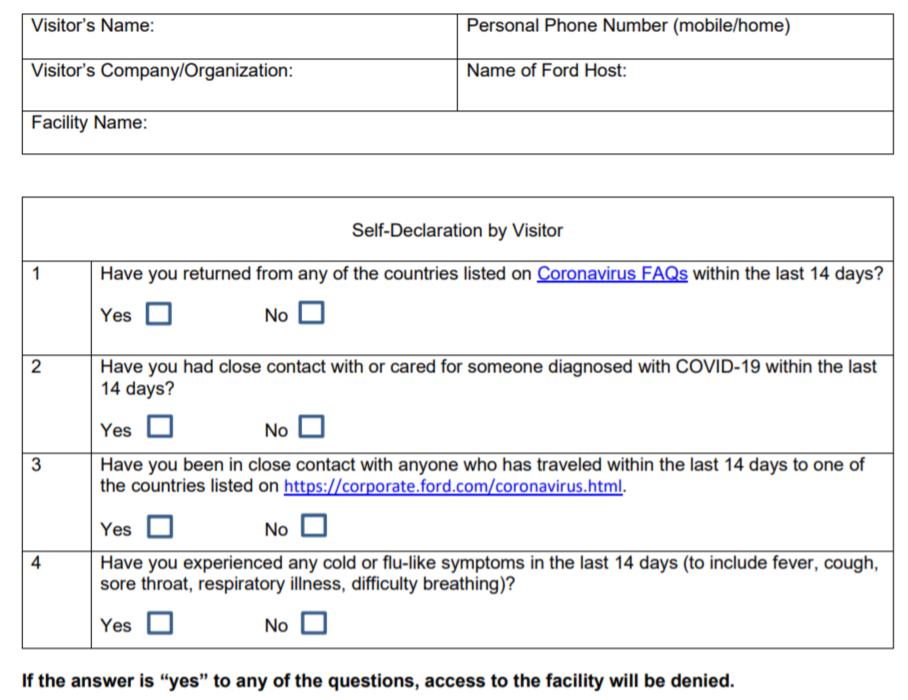 Ford COVID19 declaration letter