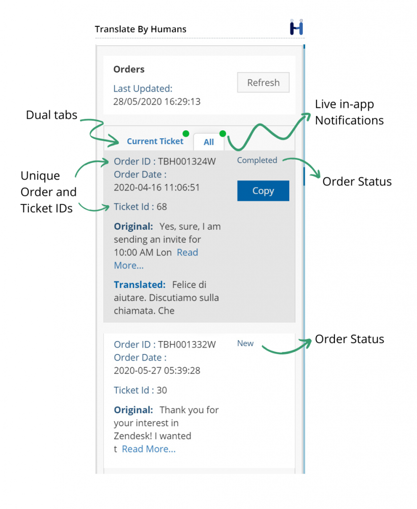 TBH app for Zendesk In-app Features